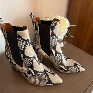 Paris Texas Snake Print Ankle Boots